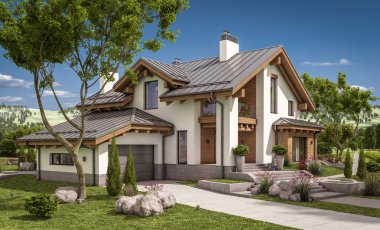 modern ev 3D render geceleri