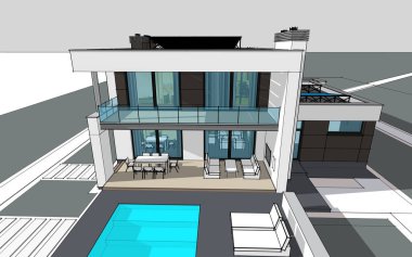 modern rahat ev 3D render