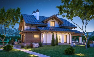 dağ evi tarzı modern rahat evde 3D render 