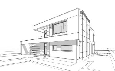 modern rahat ev 3D işleme sketch.