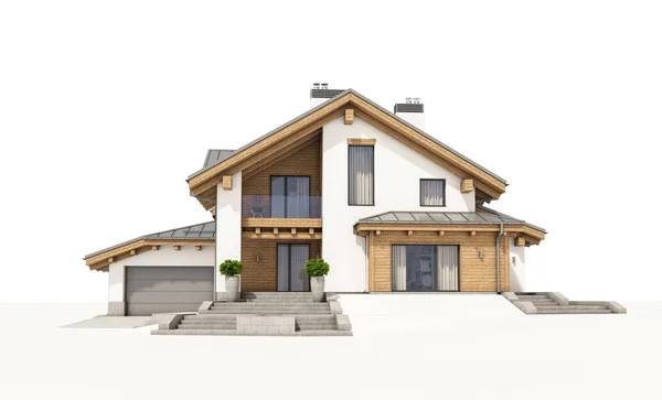 3d representación de la casa acogedora moderna en estilo chalet — Foto de Stock