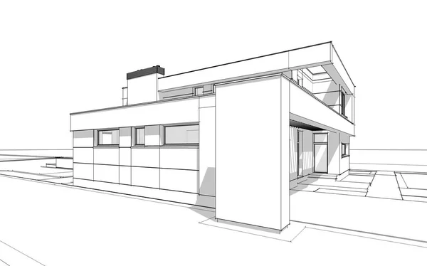 Desenho de renderização 3d da casa aconchegante moderna . — Fotografia de Stock