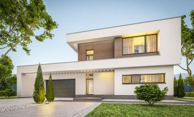 modern ev 3D render akşam