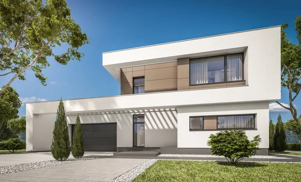 Representación 3D de la casa moderna — Foto de Stock