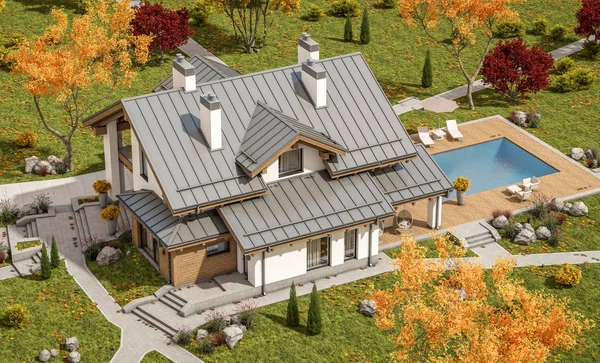 3D renderização de casa moderna — Fotografia de Stock