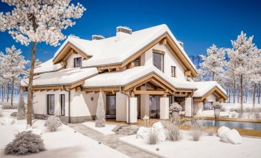 dağ evi tarzı modern rahat evde 3D render 