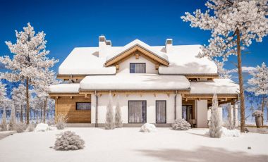 dağ evi tarzı modern rahat evde 3D render 