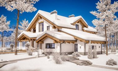 dağ evi tarzı modern rahat evde 3D render 