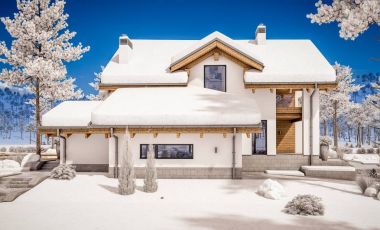 dağ evi tarzı modern rahat evde 3D render 