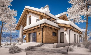 dağ evi tarzı modern rahat evde 3D render 