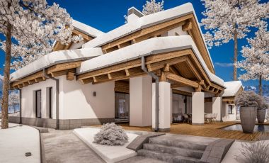 dağ evi tarzı modern rahat evde 3D render 