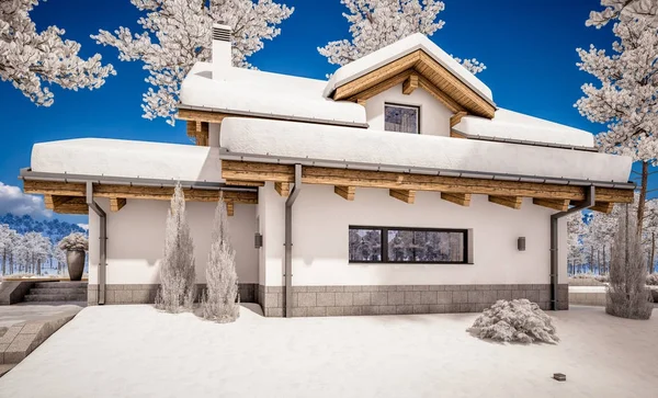 3d rendering of modern cozy house in chalet style — Stock Photo, Image