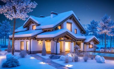 dağ evi tarzı modern rahat evde 3D render 