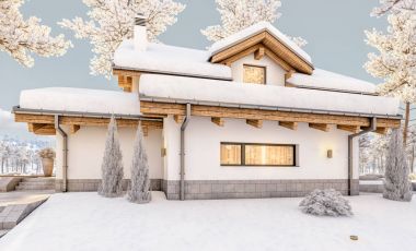 dağ evi tarzı modern rahat evde 3D render 