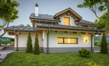 dağ evi tarzı modern rahat evde 3D render 