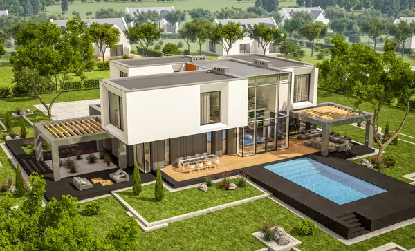 3d rendering of modern house in the garden — Stock Photo, Image