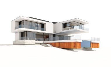 modern ev üzerinde beyaz izole 3D render.
