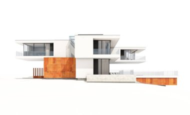 modern ev üzerinde beyaz izole 3D render.