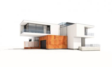 modern ev üzerinde beyaz izole 3D render.