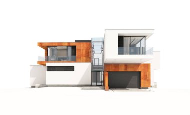 modern ev üzerinde beyaz izole 3D render.