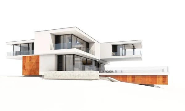Redare 3D a casei moderne izolate pe alb . — Fotografie, imagine de stoc