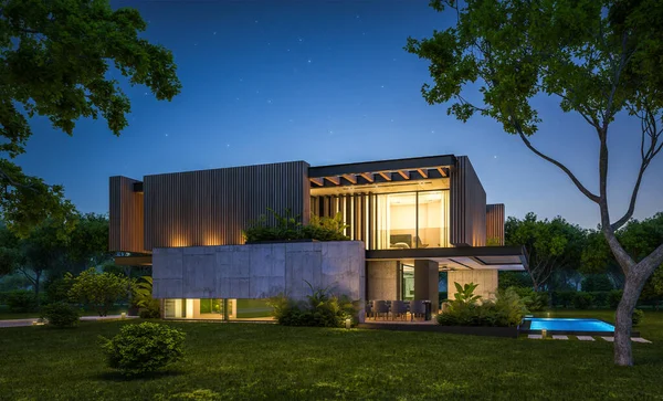 Representación Casa Acogedora Moderna Con Aparcamiento Piscina Venta Alquiler Con — Foto de Stock