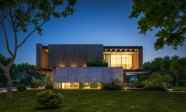 Representación Casa Acogedora Moderna Con Aparcamiento Piscina Venta Alquiler Con — Foto de Stock