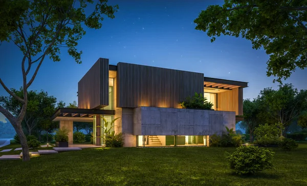 Representación Casa Acogedora Moderna Con Aparcamiento Piscina Venta Alquiler Con — Foto de Stock