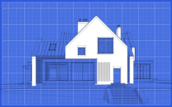 Representación Casa Moderna Acogedora Clinker Los Estanques Con Garaje Piscina — Foto de Stock