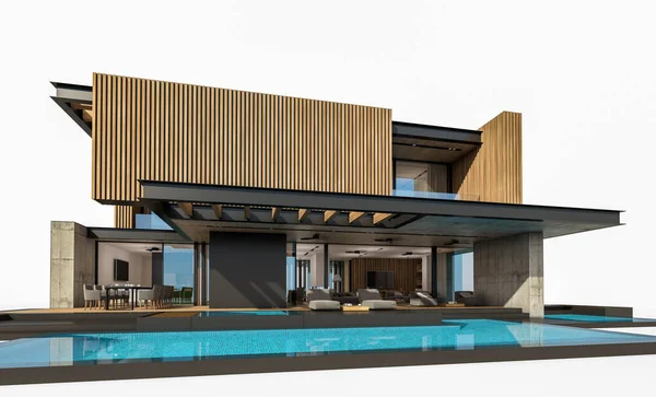 Rendering Moderna Casa Accogliente Con Parcheggio Piscina Vendita Affitto Con — Foto Stock