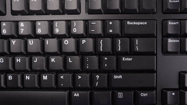 Modern bir dizüstü bilgisayarın klavyesini kapat, Üst Görünüm, metin için boşluk.