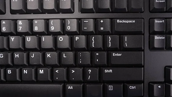 Close Keyboard Modern Laptop Computer Top View Space Text — Stock Photo, Image