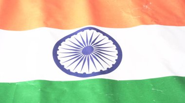 Hint Bayrağı, üç renkli, safran, yeşil ve beyaz renkli (26 Ocak) cumhuriyet günü veya (15 Ağustos) bağımsız gün konseptinin kafa kafaya çekimi.