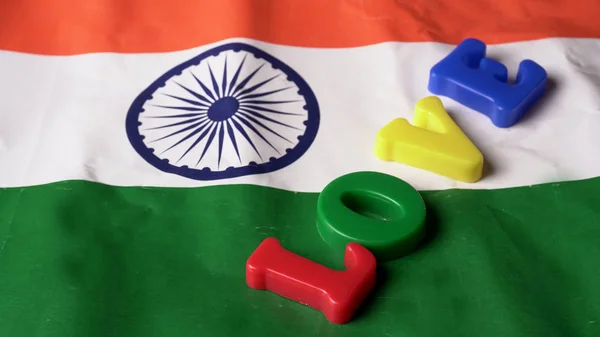 Триколор Флага Индии Любовью Text Concept День Республики День Независимости — стоковое фото
