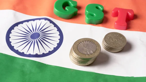 Gst Concept Gst Alfabet Indiase Munten Indiase Vlag Achtergrond Zakelijke — Stockfoto
