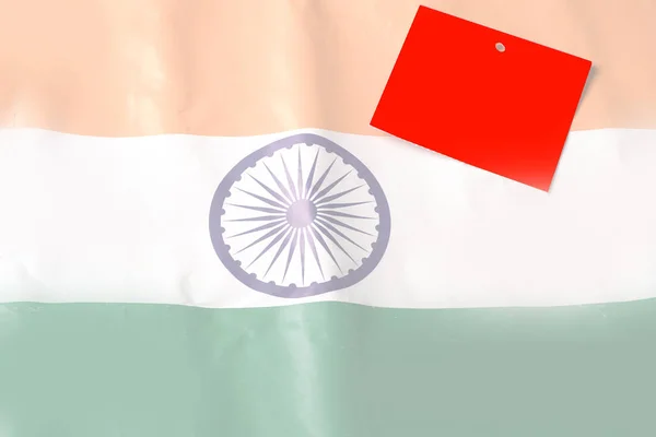 Індійський Прапор Чистим Тегом Flat Lay Top View Copy Space — стокове фото