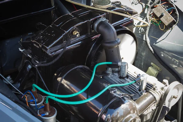 Історичний Автомобіль Двигун Вид Кабелі Аксесуари — стокове фото