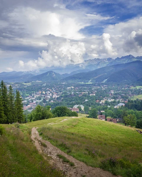 Polen Polnische Tatra Blick Auf Die Bewölkten Berge Tal Die — Stockfoto