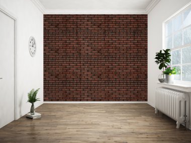 Modern parlak iç. 3D render