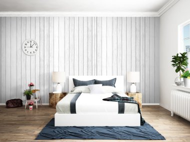 Modern parlak iç. 3D render