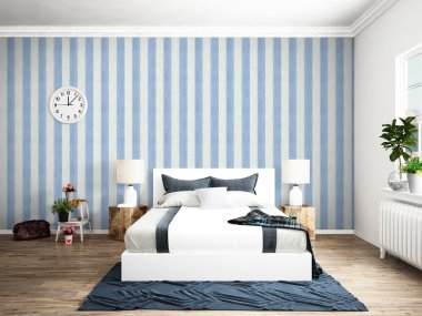 Modern parlak iç. 3D render