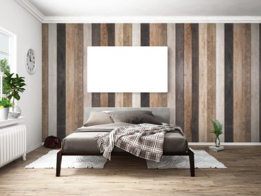 Modern parlak iç. 3D render