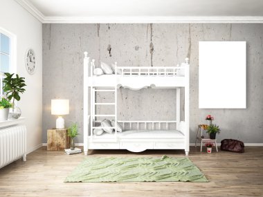 Modern parlak iç. 3D render