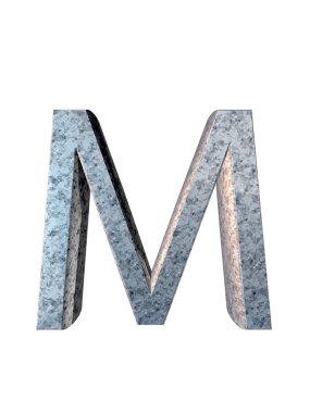 Metal alfabe. 3D render