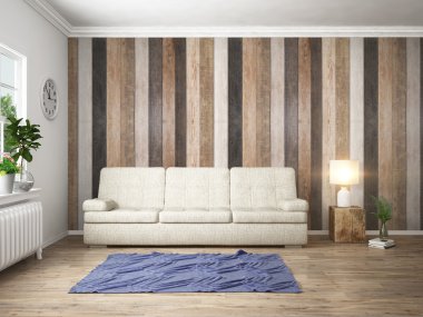 Modern parlak iç. 3D render