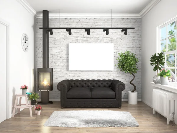 Modernes helles Interieur. 3D-Darstellung — Stockfoto