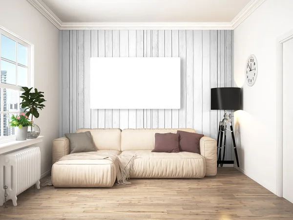 Modernes helles Interieur. 3D-Darstellung — Stockfoto