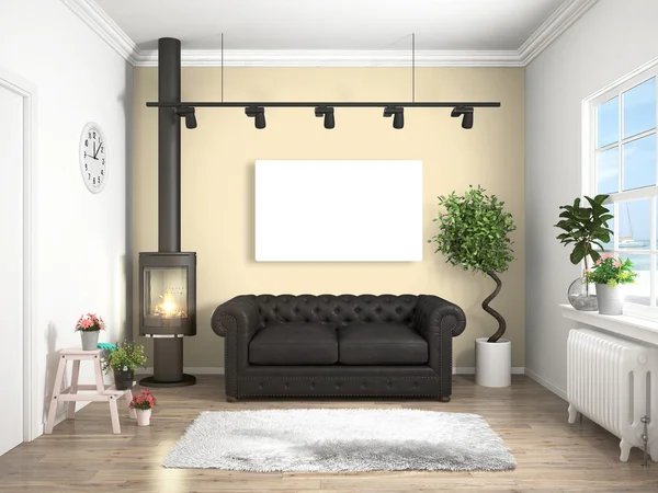 Modernes helles Interieur. 3D-Darstellung — Stockfoto