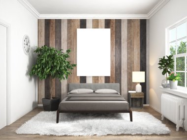 Modern parlak iç. 3D render