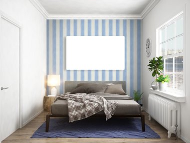 Modern parlak iç. 3D render